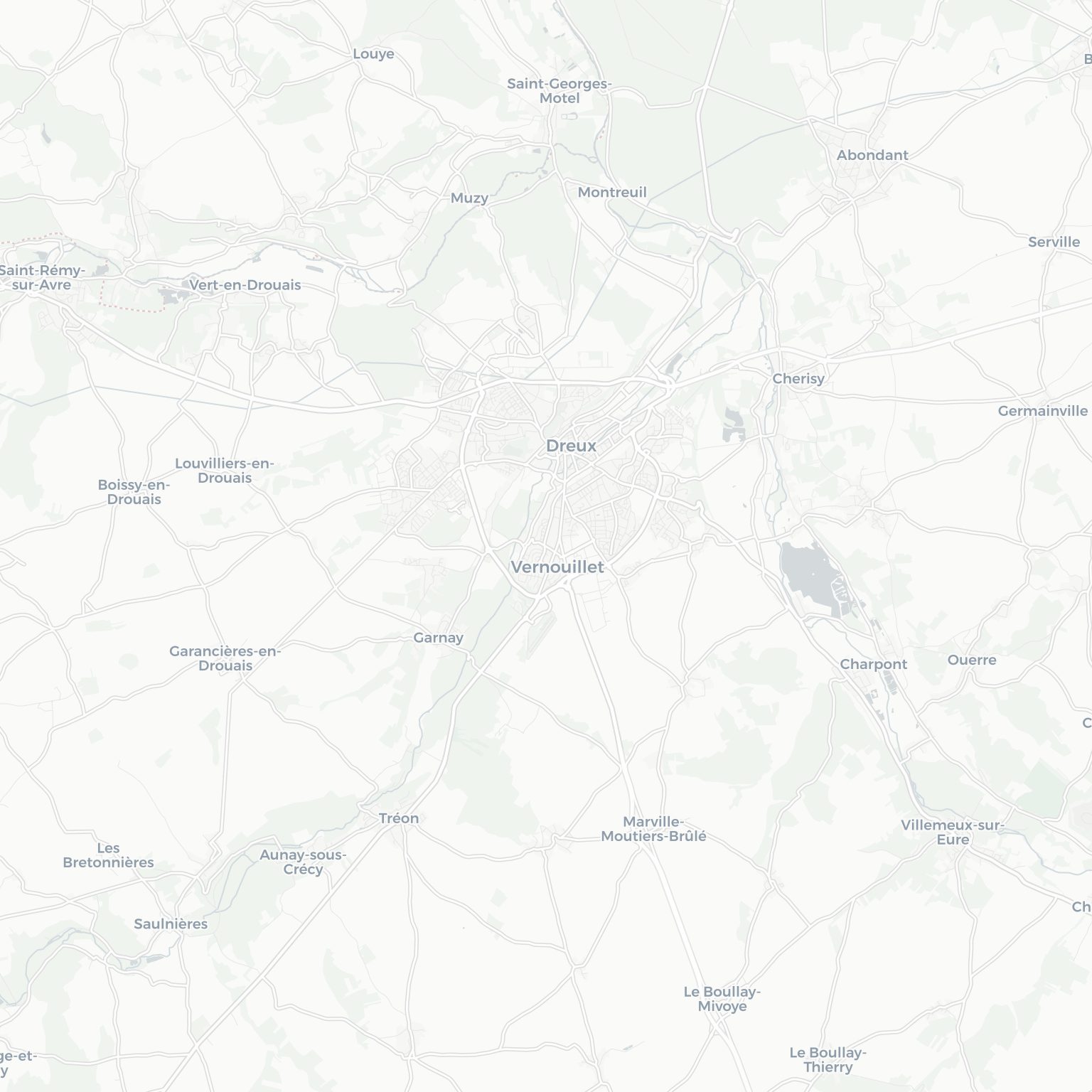 Carte de Dreux et ses environs, dans le Eure-et-Loir (Centre-Val de Loire)