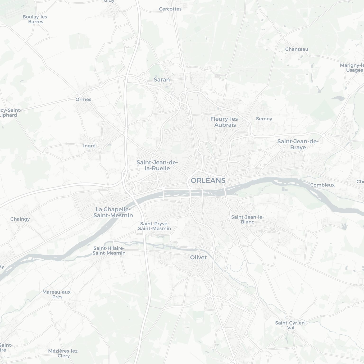 Carte d'Orléans et ses environs, dans le Loiret (Centre-Val de Loire)